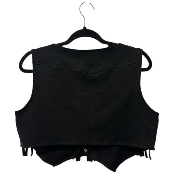 SweatyRocks Women's L Suede Fringe Trim Sleeveless Crop Vest Jacket Button Front - Picture 4 of 9